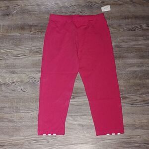 Adidas  hot pink white  3 striped capri leggings  Sz 6X NWT